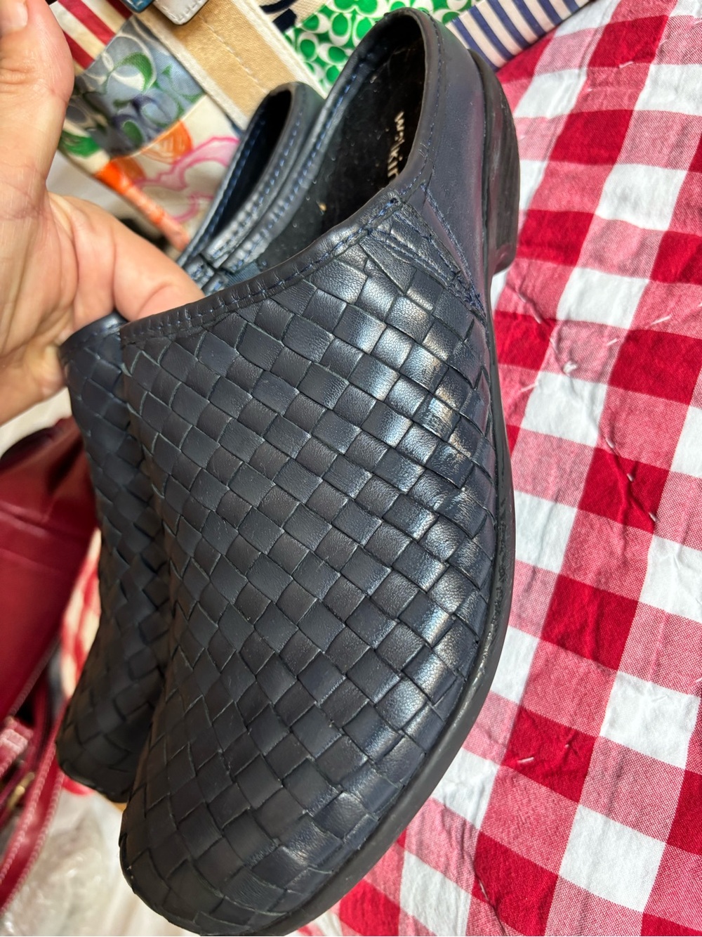 Dark  blue  Woven Slip-On Loafers